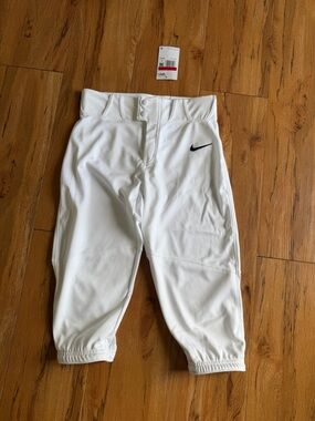 Nike Kids White Baseball Pants with Navy Swoosh - Youth Athletic Bottoms